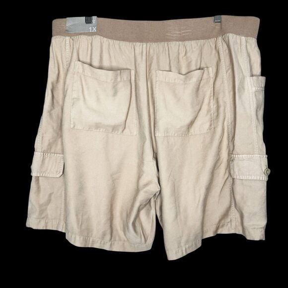 Soft Surroundings Bayside Cargo Shorts Plus Size 1X Taupe Khaki‎ Tan New 5FT00 - Picture 3 of 11